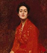 William Merrit Chase Study of a Girl in Japanese Dress USA oil painting artist